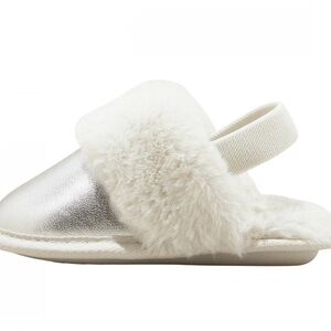 Cat & Jack Toddler Lila Metallic Scuff Slippers - Silver - Size M (7/8)
